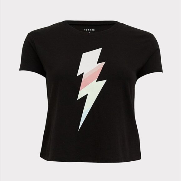 𝅺torrid Lightning Bolt Relaxed Fit Triblend Jersey Crop Crew Tee - Picture 3 of 10